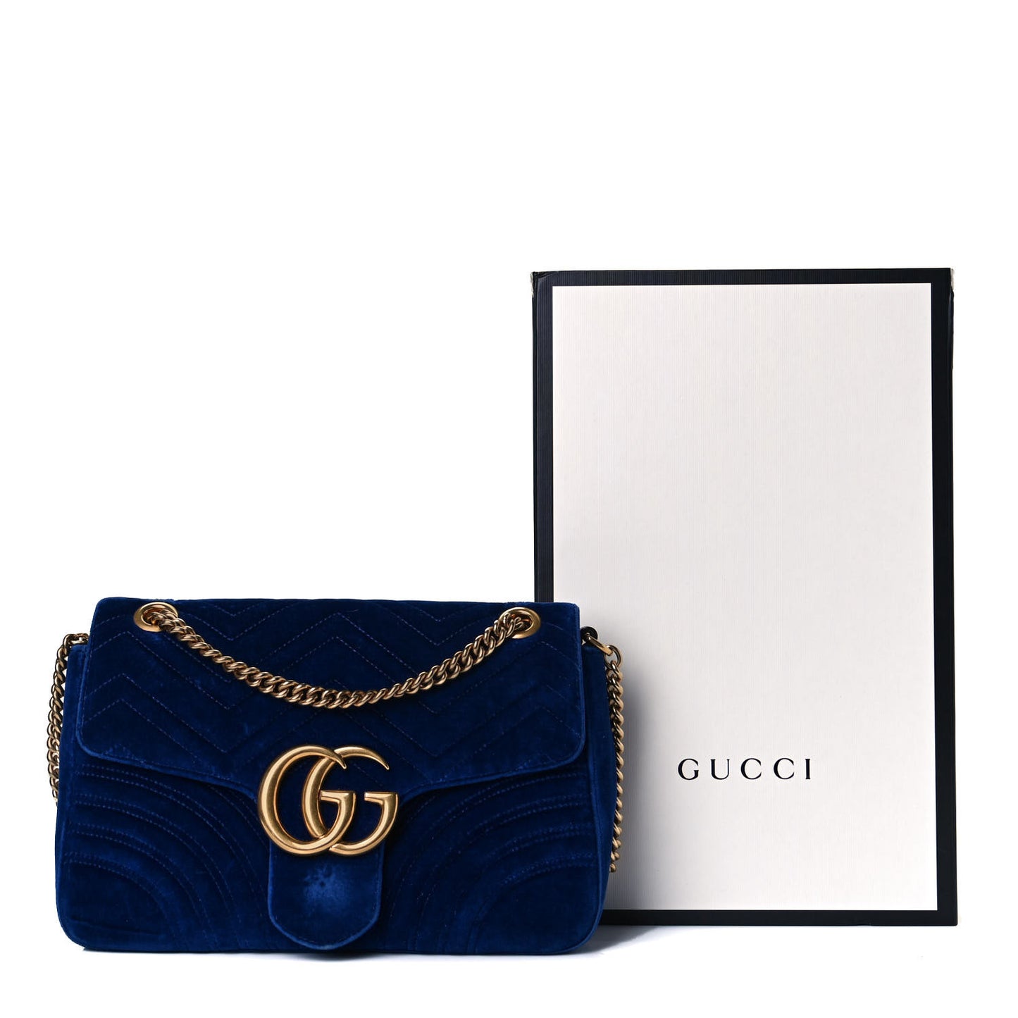 Velvet Matelasse Medium GG Marmont Shoulder Bag Cobalt Blue