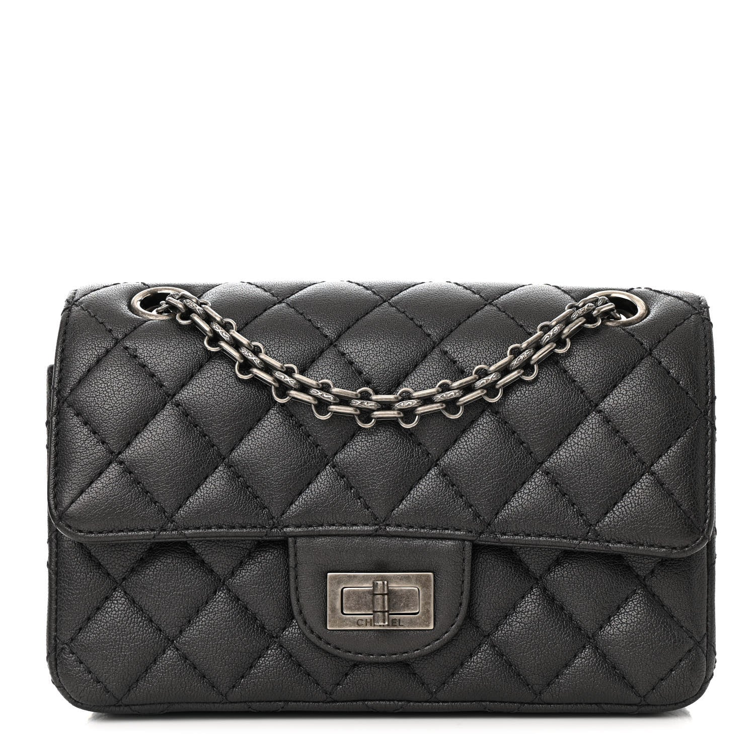 Chanel Metallic Sheepskin Quilted 2.55 Reissue Mini Flap Dark Silver 1 of 13
