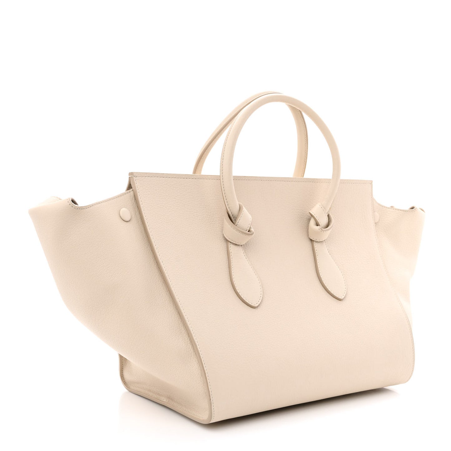 Crisped Calfskin Tie Knot Small Tote Chalk
