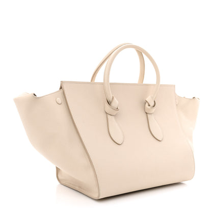 Celine Crisped Calfskin Tie Knot Small Tote Chalk 3 of 11