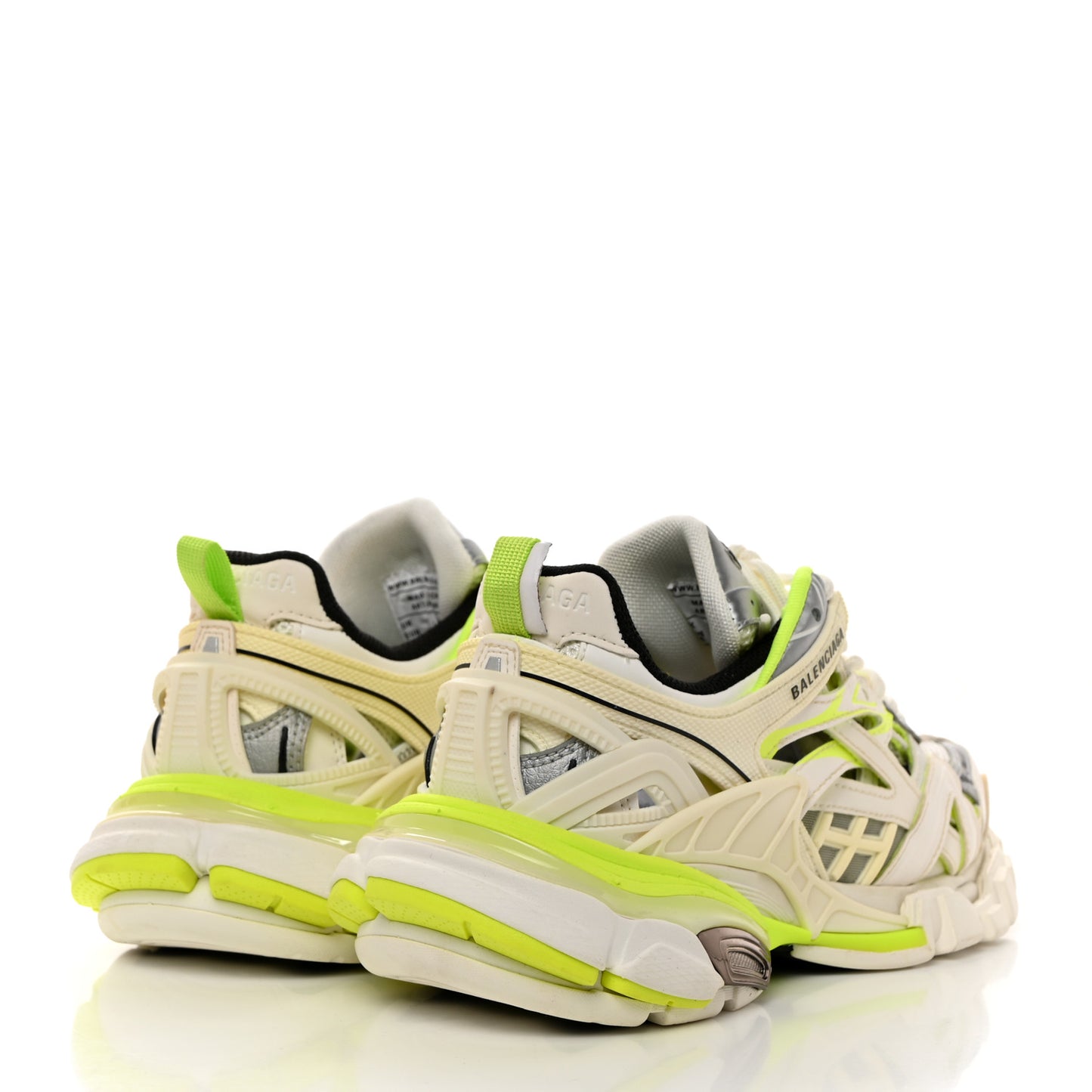 Rubber Mesh Bi-Color Womens Track.2 Open Sneakers 35 White Fluo Yellow