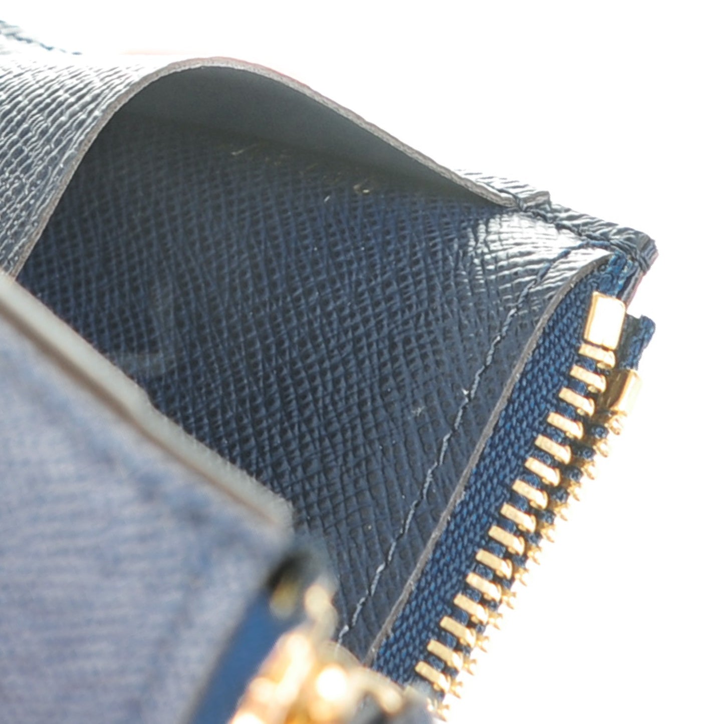Calfskin Jeanne Wallet Zippered Insert Dark Blue