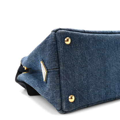 Prada Denim Small Logo Tote Bleu 8 of 9