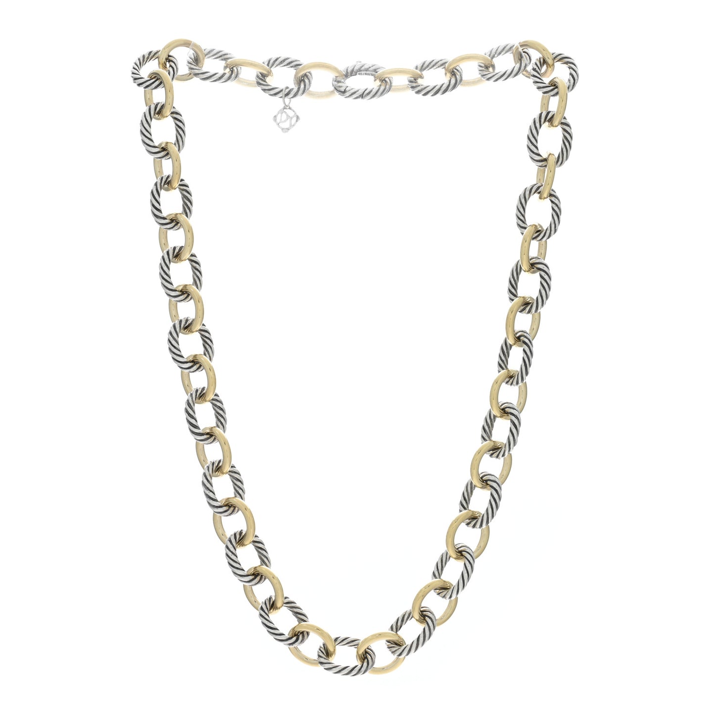Sterling Silver 18K Yellow Gold 12mm Large Oval Link Necklace