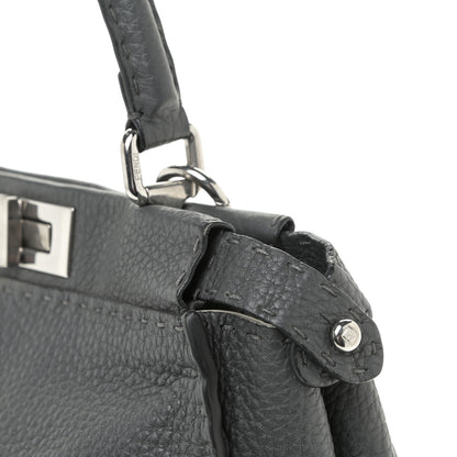 Fendi Cuoio Romano Selleria Bi-Color Medium Peekaboo Iconic Satchel Asfalto Latte 14 of 18