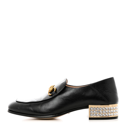 Gucci Goatskin Crystal Womens Horsebit Loafers 38 Black 1 of 9