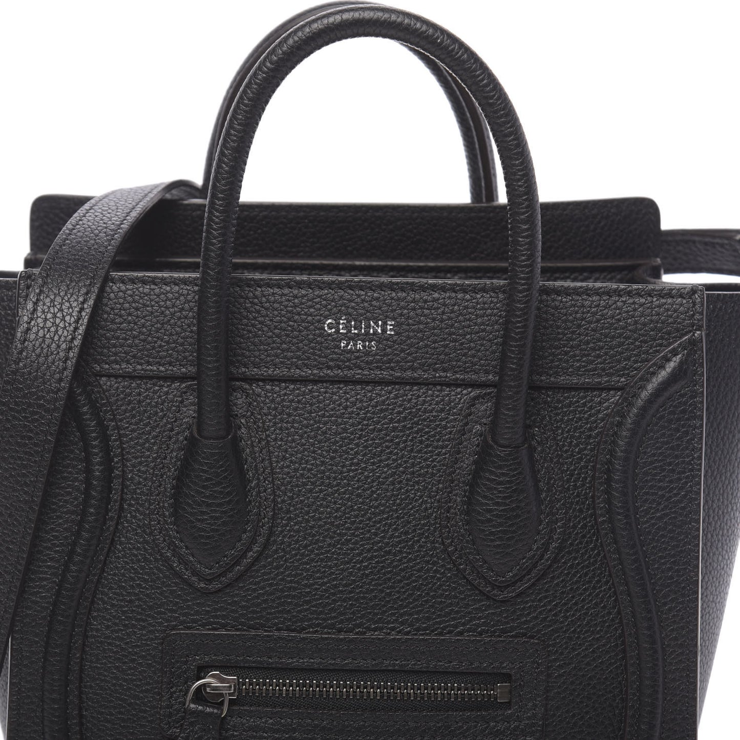 Drummed Calfskin Nano Luggage Black