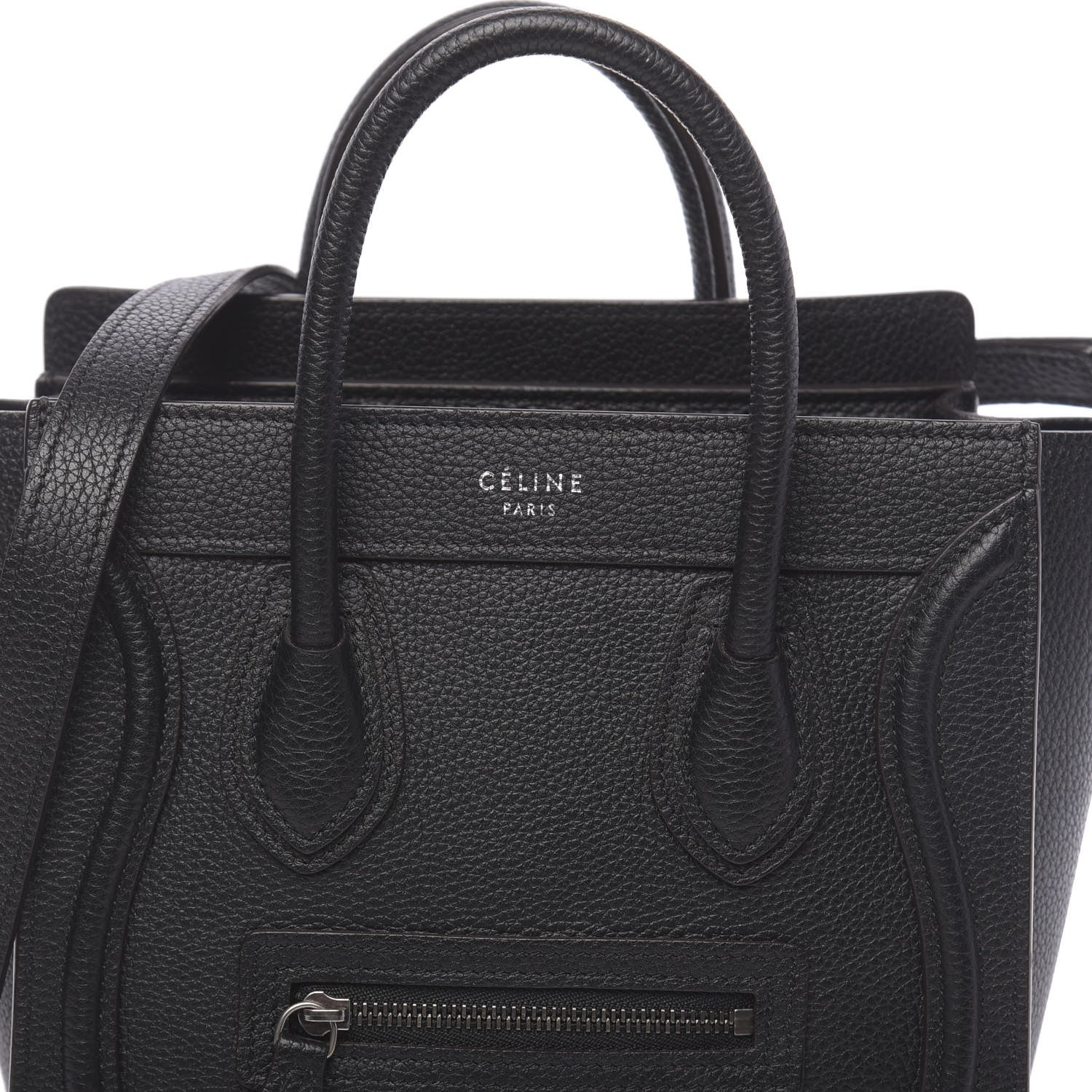 Celine Drummed Calfskin Nano Luggage Black 10 of 10