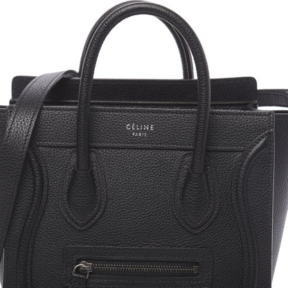 Celine Drummed Calfskin Nano Luggage Black 10 of 10
