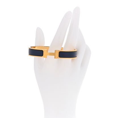 Hermes Matte Enamel Narrow Clic Clac HH Bracelet T4 Bleu Biarritz 2 of 5