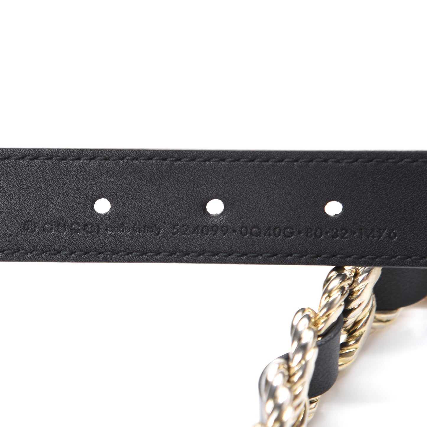 Calfskin Torchon Double G Chain 25mm Belt 80 32 Black