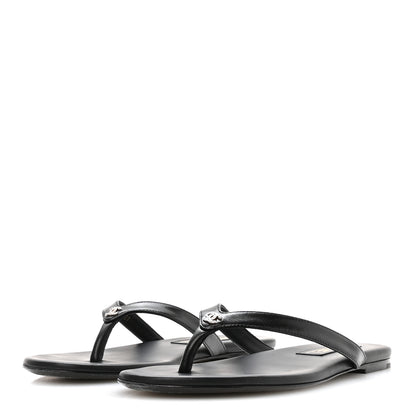 Chanel Shiny Lambskin Crystal CC Thong Sandals 37.5 Black 4 of 9