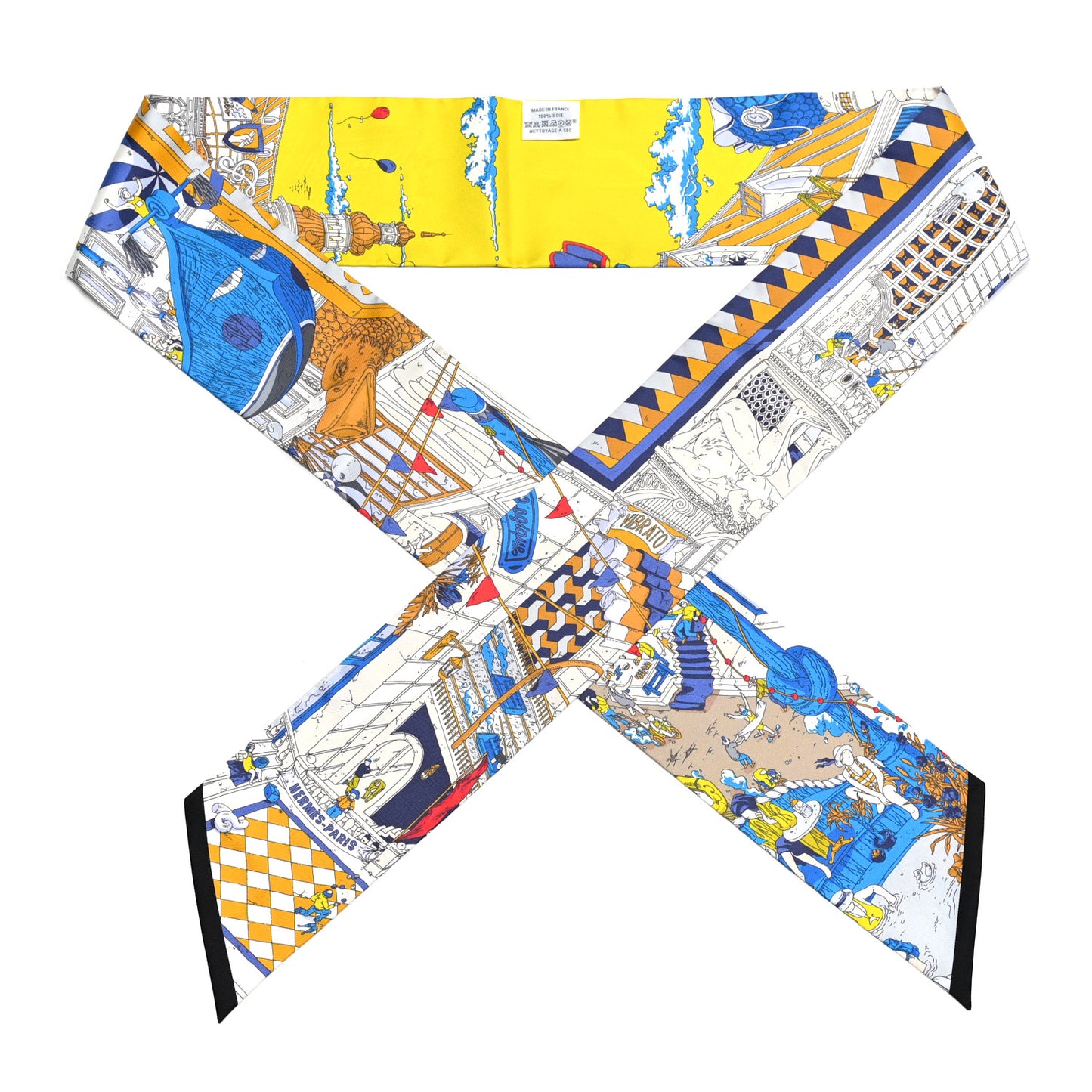 Silk Le Grand Prix du Faubourg Maxi Twilly Slim Gold Bleu Rouge