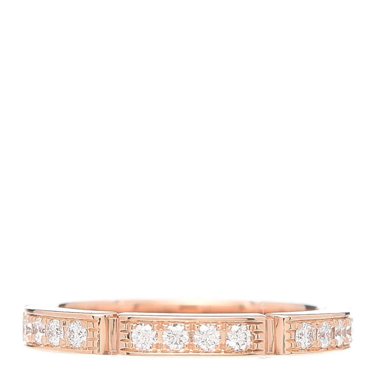 18K Pink Gold Diamond Maillon Panthere Wedding Band Ring 48 4.25