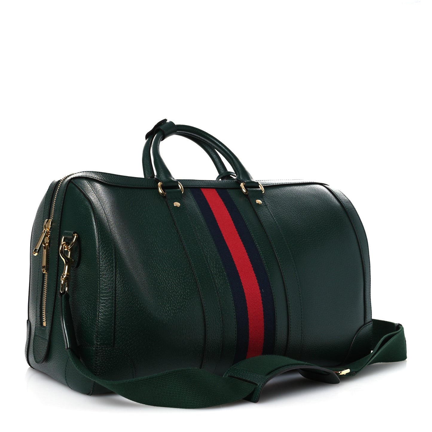 Textured Dollar Calfskin Web Medium Savoy Duffle Bag Green