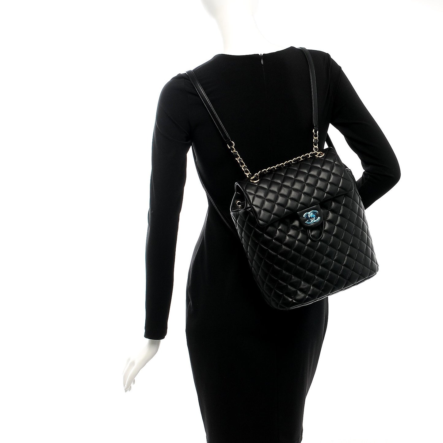 Lambskin Quilted Large Urban Spirit Backpack Black