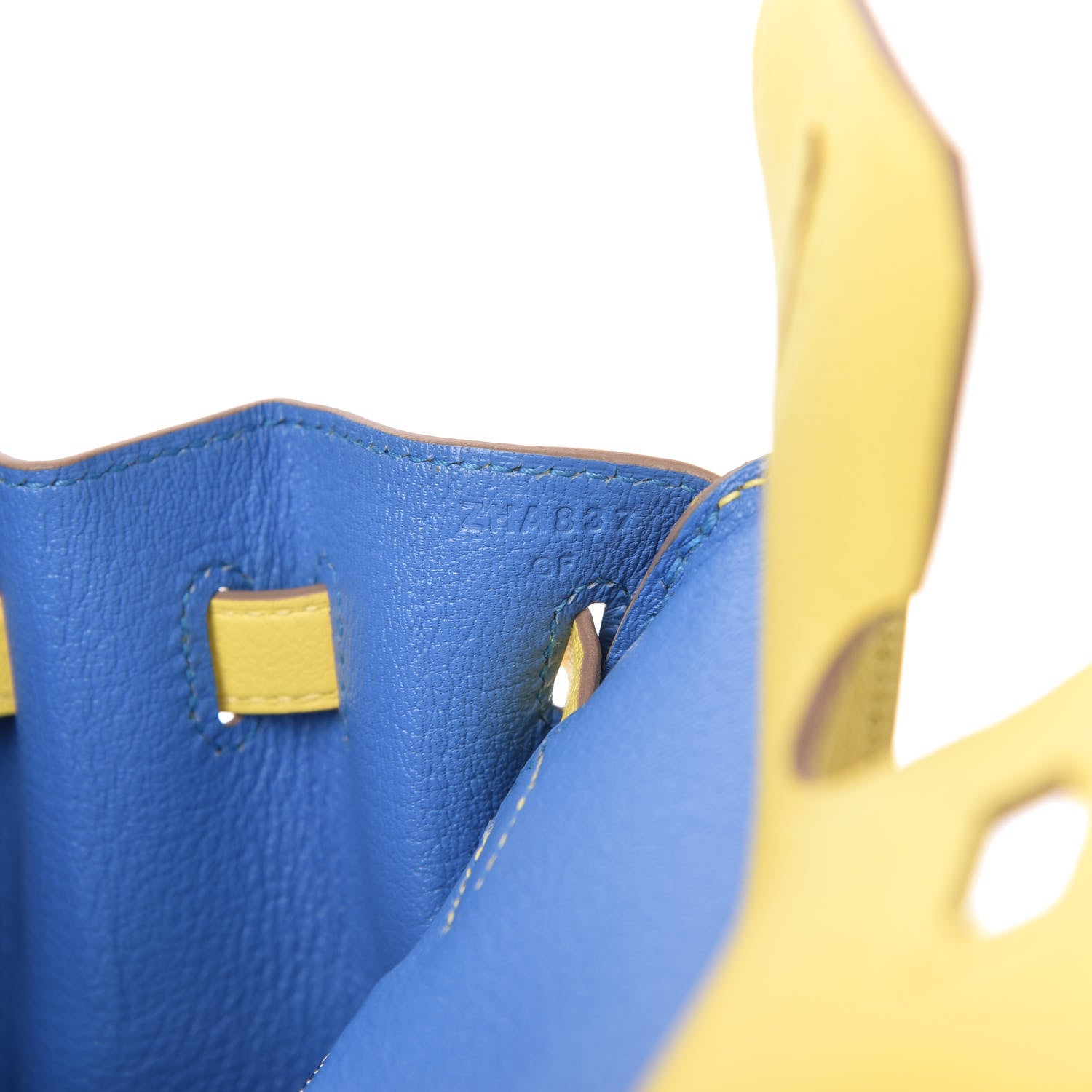 Hermes Taurillon Novillo Verso Birkin 25 Lime Bleuet 9 of 10