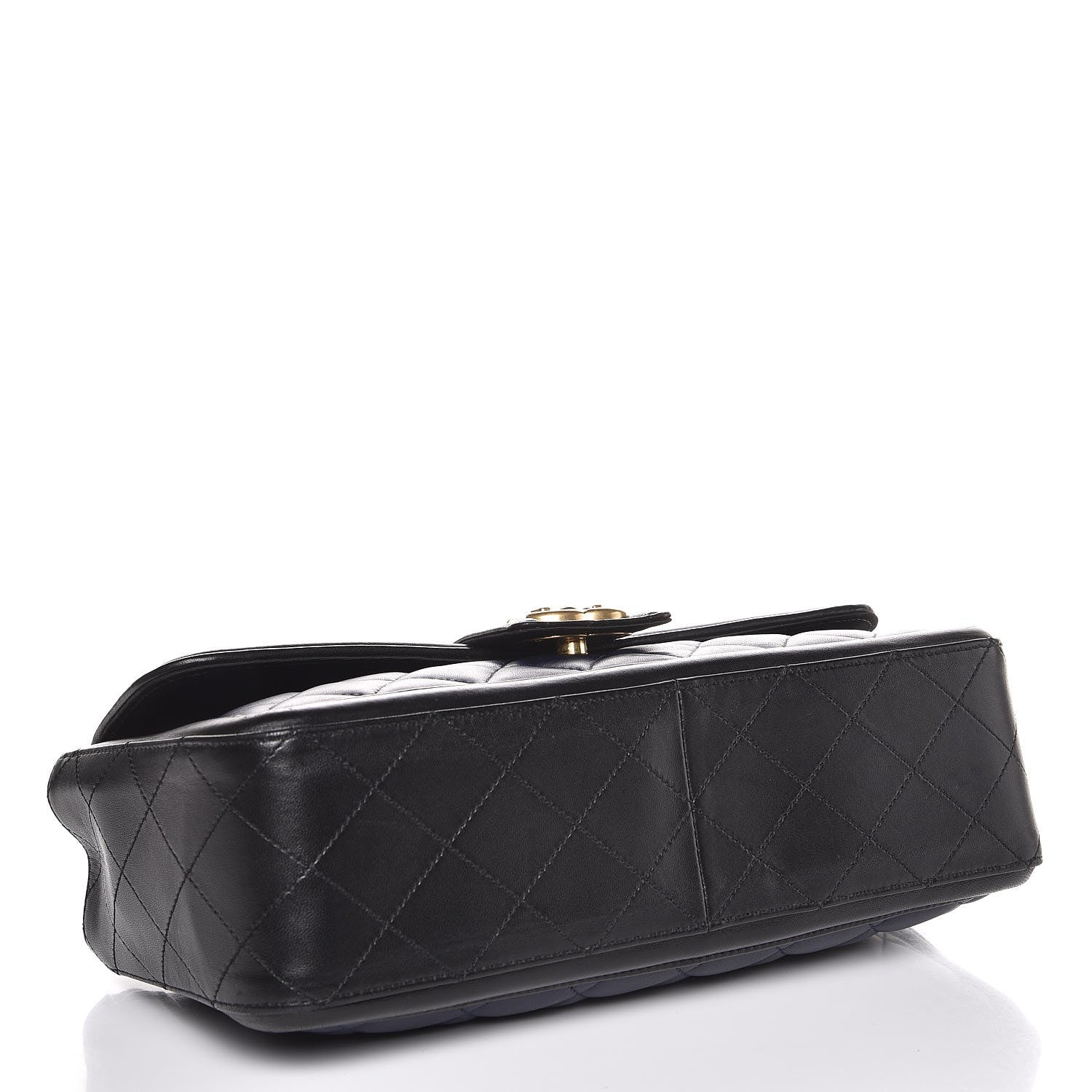 Chanel Calfskin Quilted Large Elegant CC Flap Navy Black 4 of 12