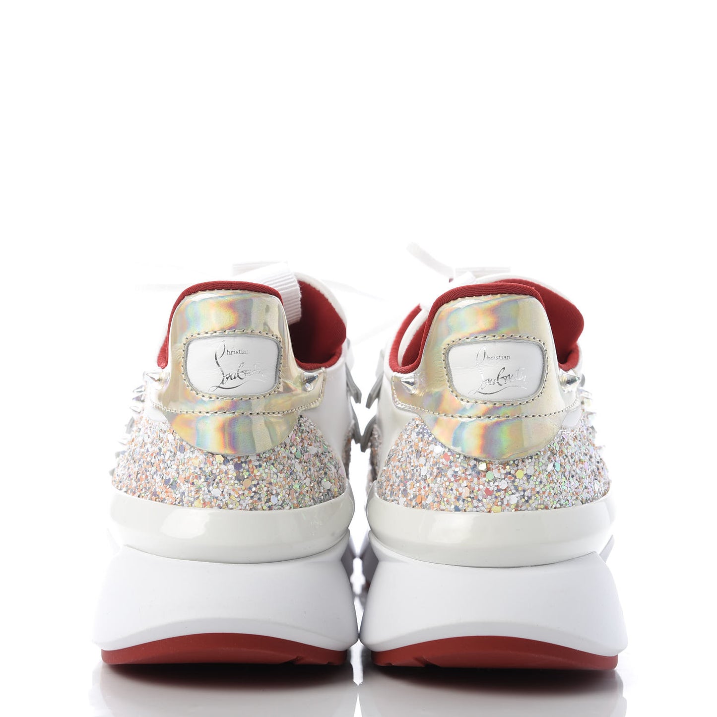 Calfskin Glitter Donna Red Runner Sneaker 37 White Multicolor