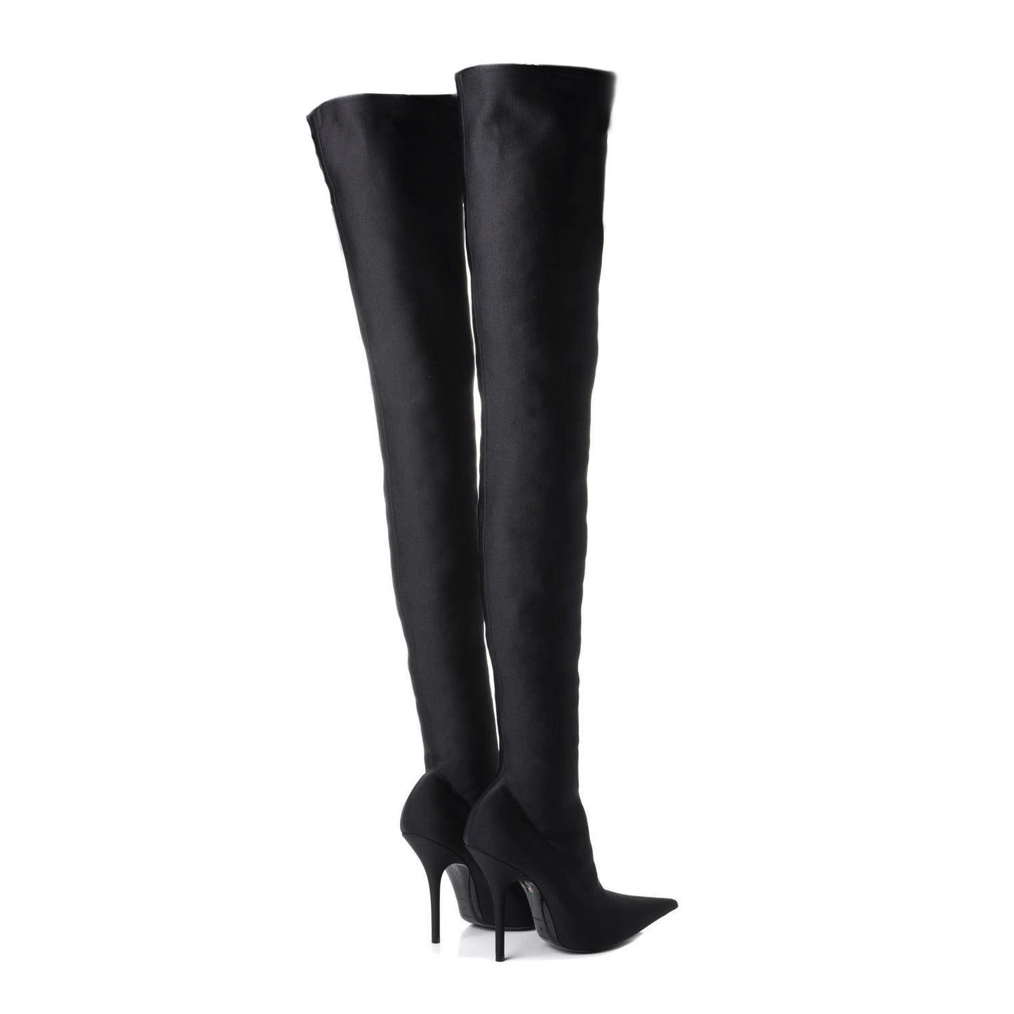 Spandex Pointed Toe Knife Thigh High Boots 38 Black