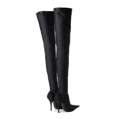 Balenciaga Spandex Pointed Toe Knife Thigh High Boots 38 Black 4 of 10