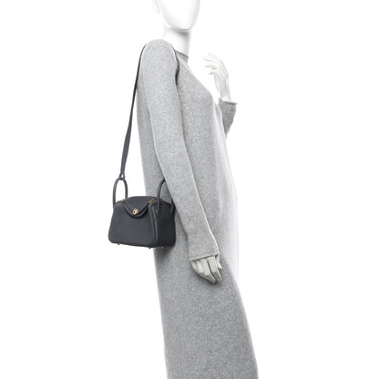 Hermes Taurillon Clemence Mini Lindy 20 Ardoise 2 of 11