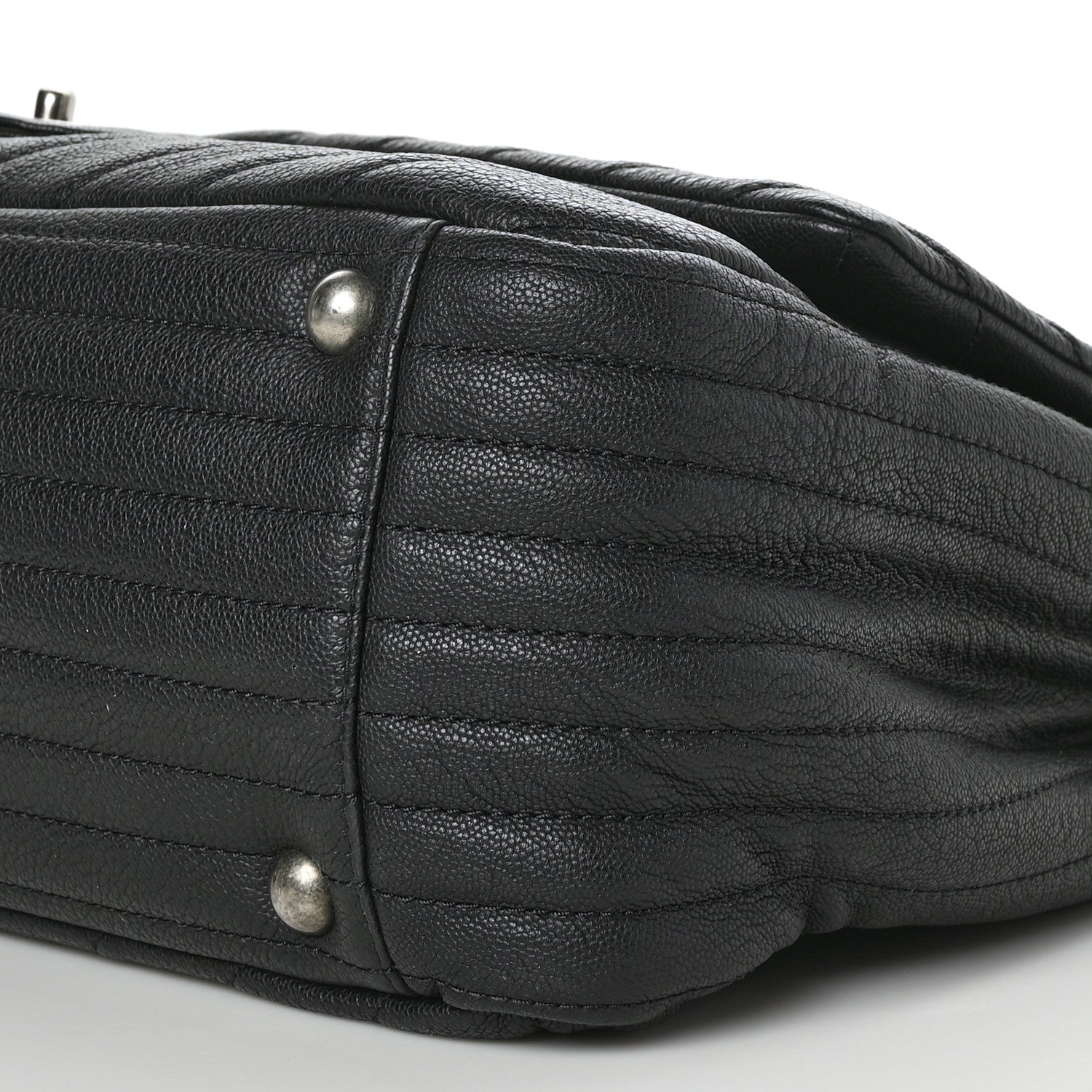 Chanel Calfskin Chevron Quilted XXL Travel Flap Bag Black 10 of 11