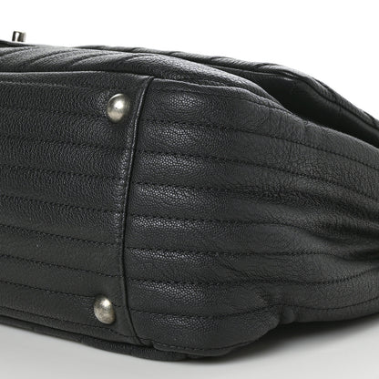 Chanel Calfskin Chevron Quilted XXL Travel Flap Bag Black 10 of 11