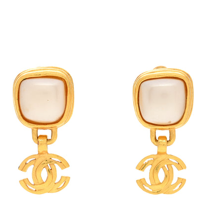 Chanel Pearl CC Dangle Clip On Earrings Gold 1 of 4