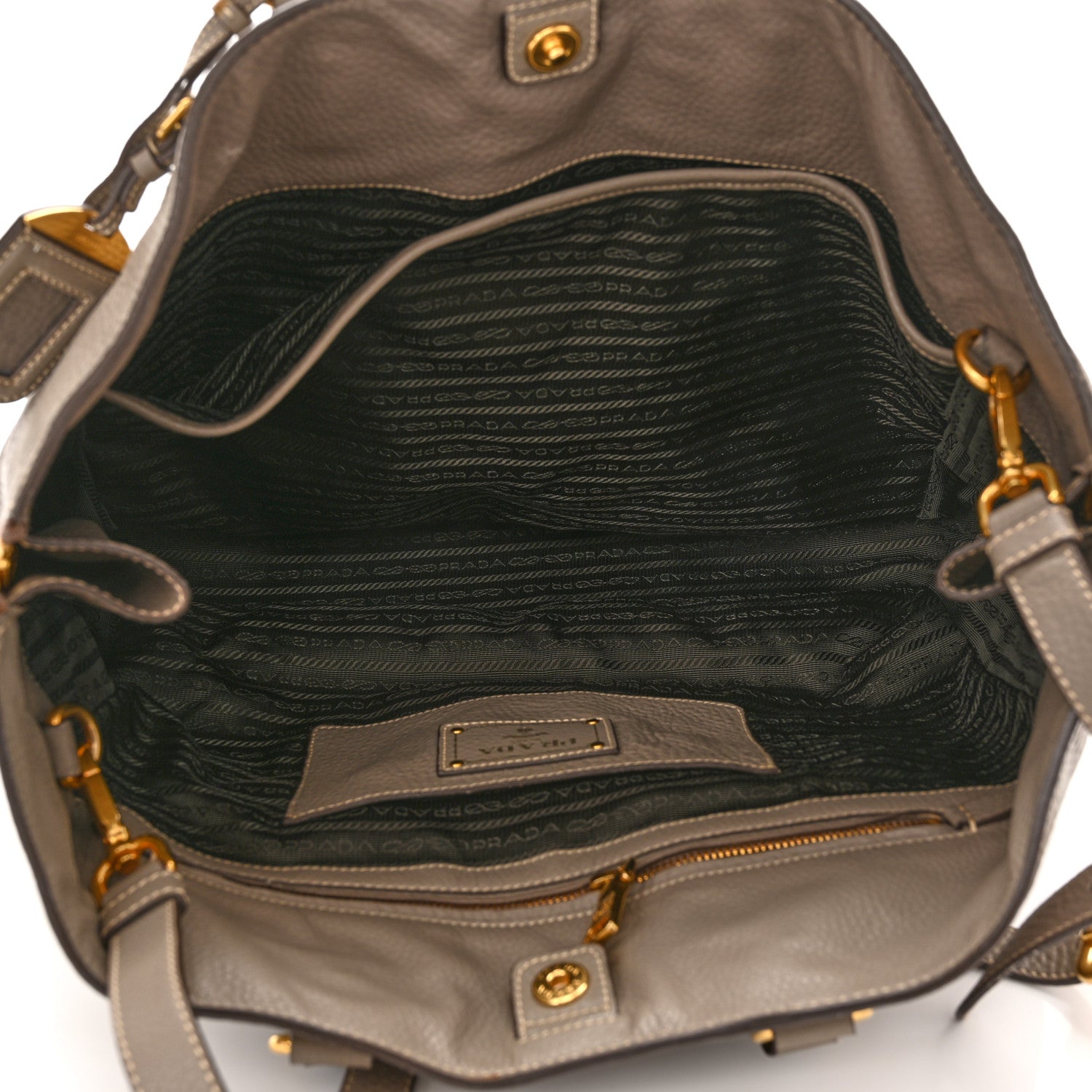 Prada Vitello Daino Zippered Tote Argilla 5 of 14