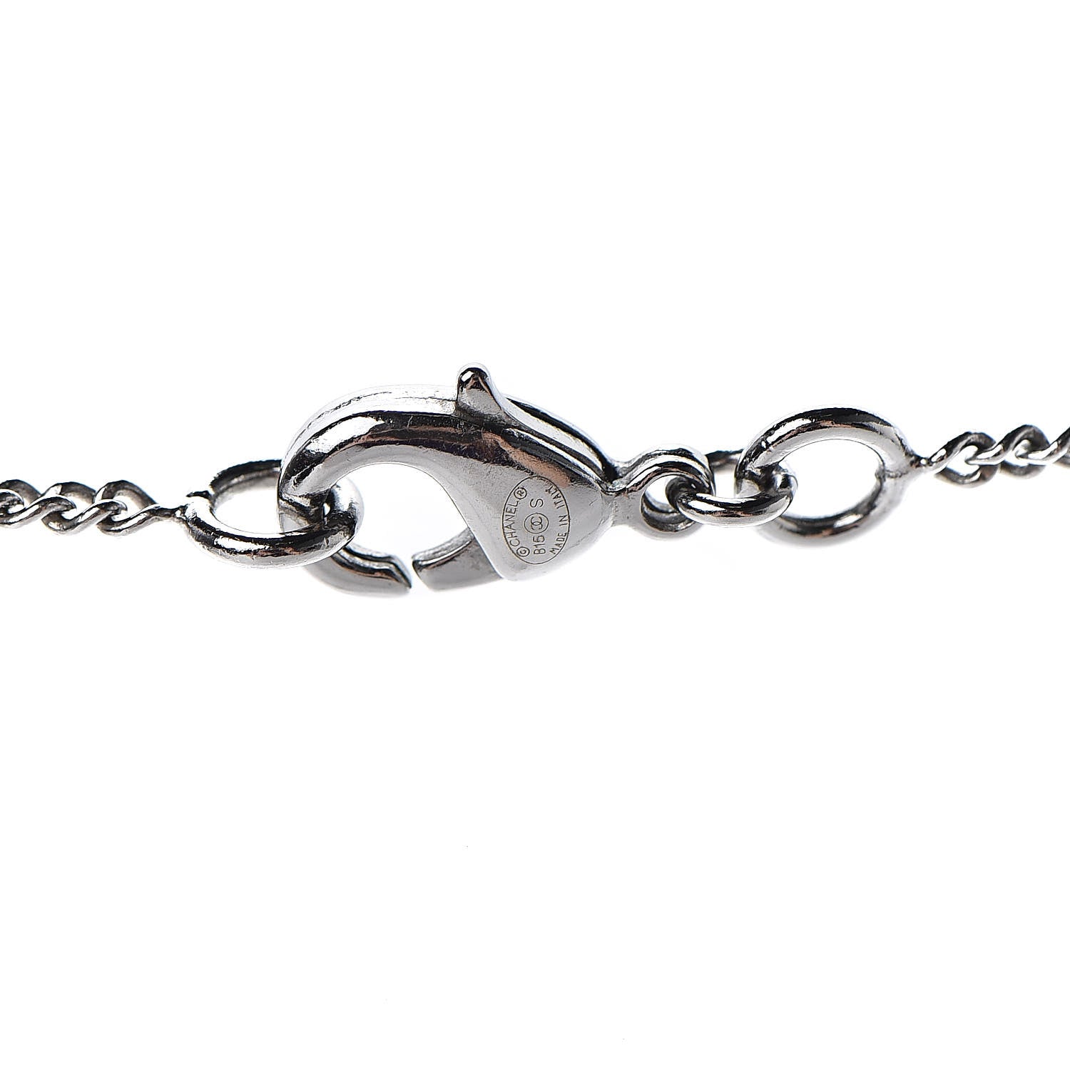 Chanel Baguette Crystal CC Necklace Silver 4 of 6