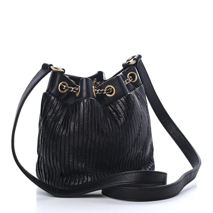 Chanel Iridescent Crumpled Calfskin Coco Pleats Small Drawstring Bag Black 2 of 4