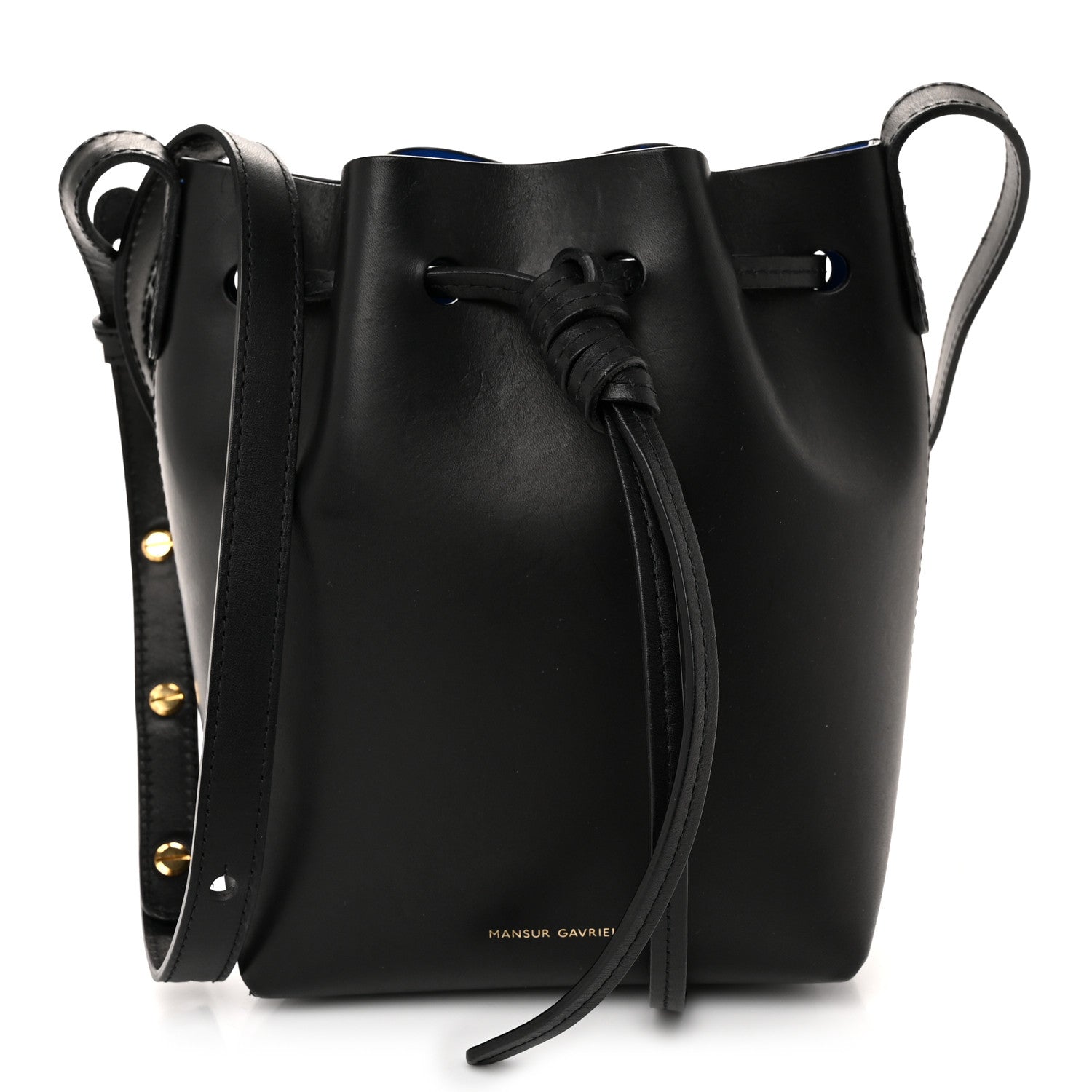 Mansur Gavriel Calfskin Mini Mini Bucket Bag Black Royal Blu 1 of 11
