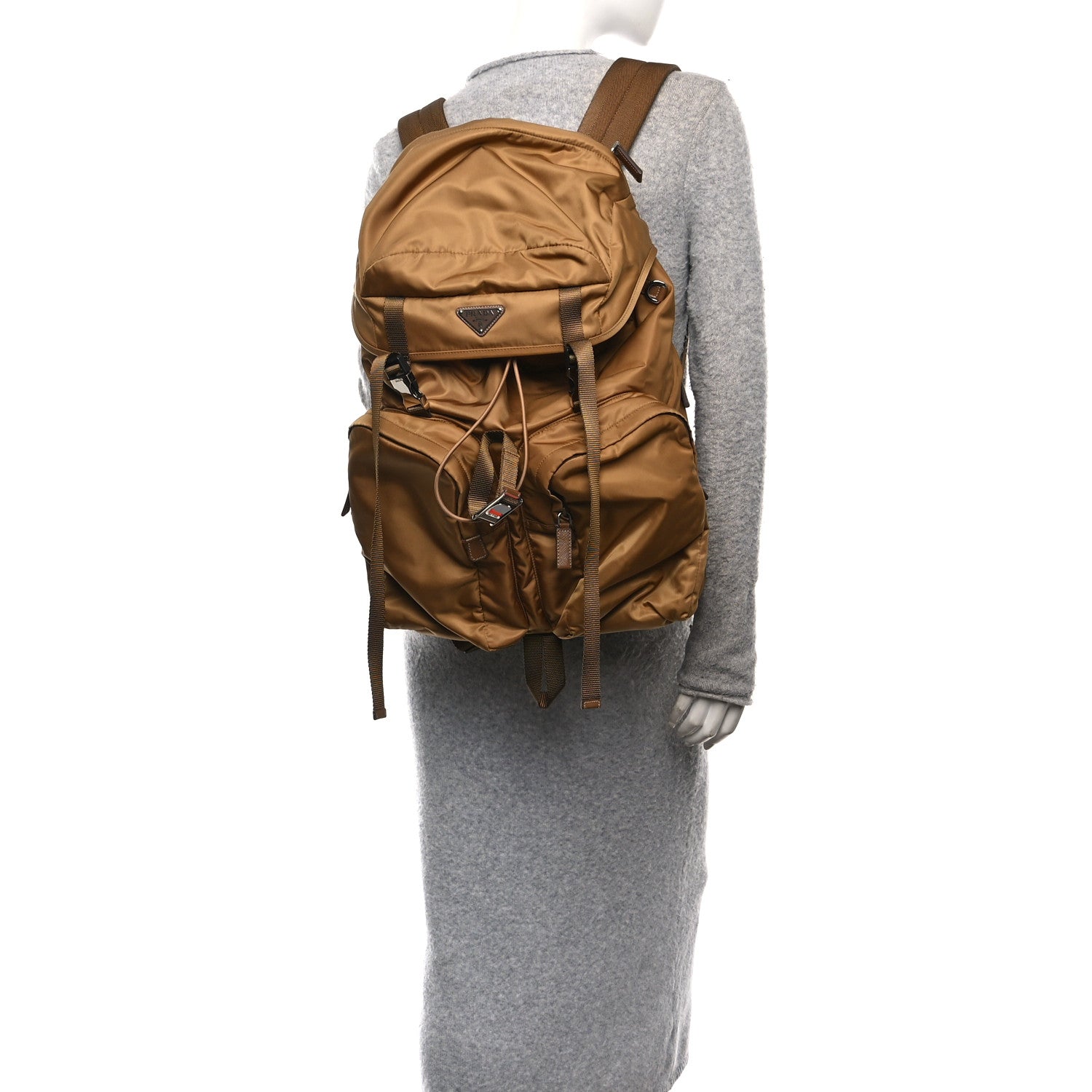 Prada Re-Nylon Saffiano Mens Harness Strap Backpack Tabacco 2 of 10