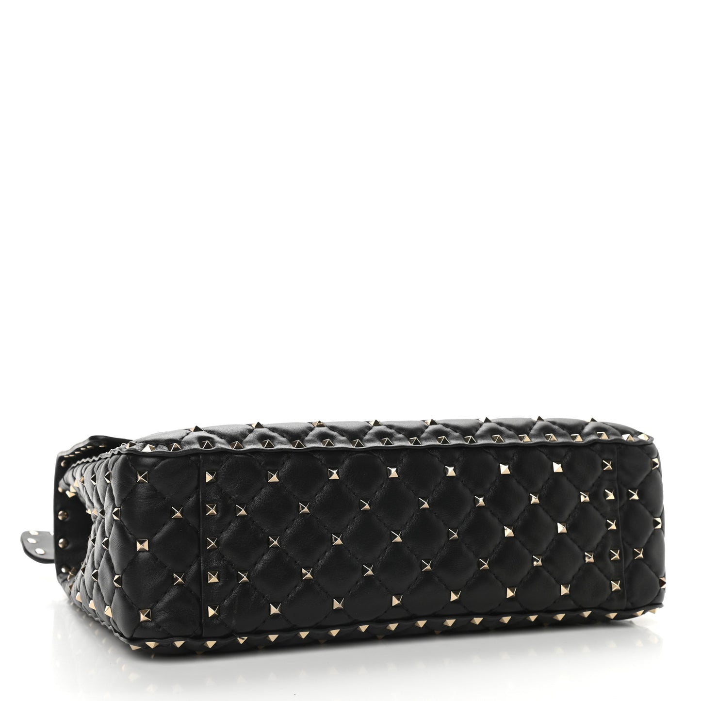 Lambskin Large Rockstud Spike Shoulder Bag Black