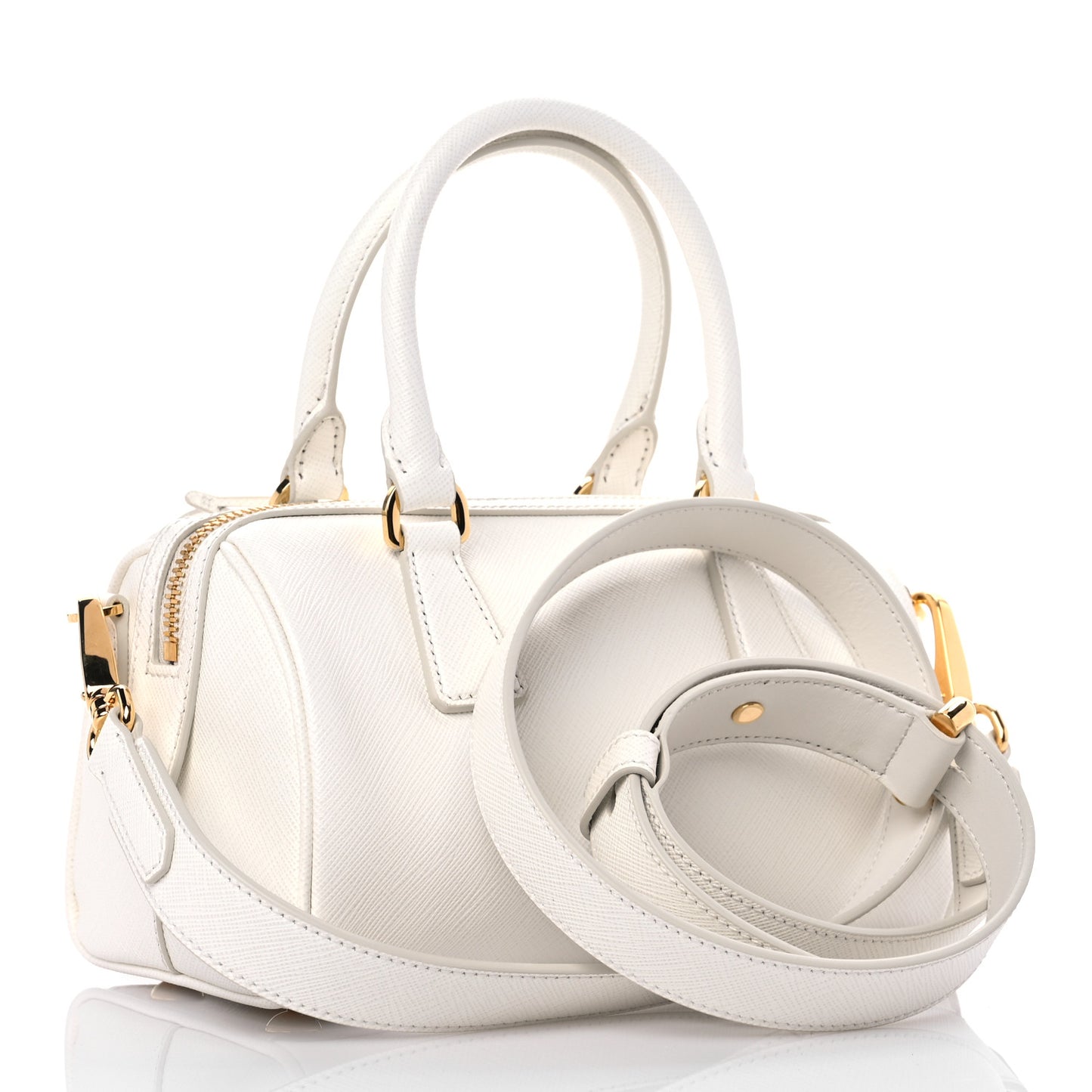 Saffiano Lux Top Handle Crossbody Bag White