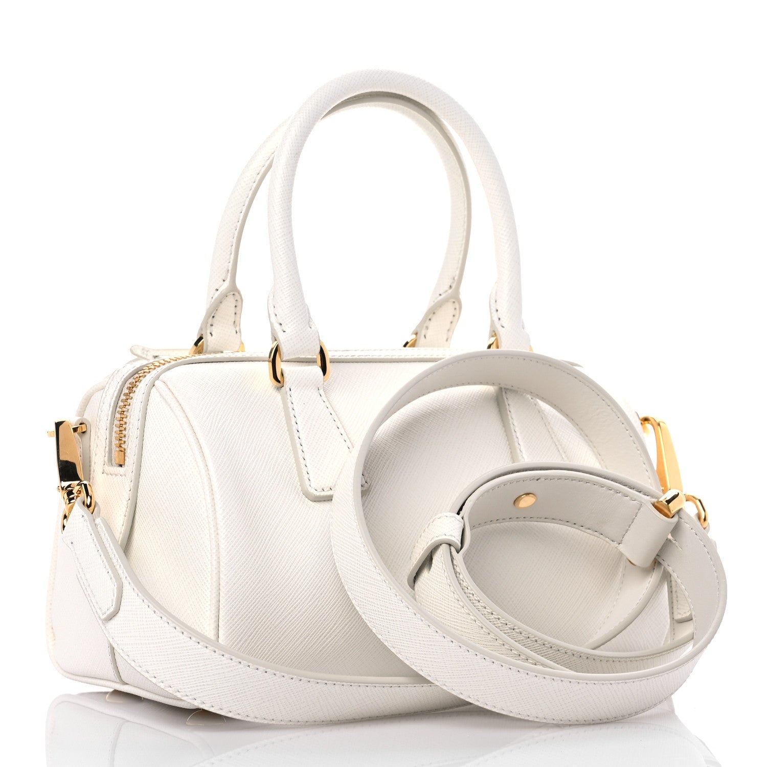 Prada Saffiano Lux Top Handle Crossbody Bag White 3 of 10