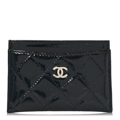 Chanel Patent Calfskin Quilted Card Holder Navy Blue 1 of 8