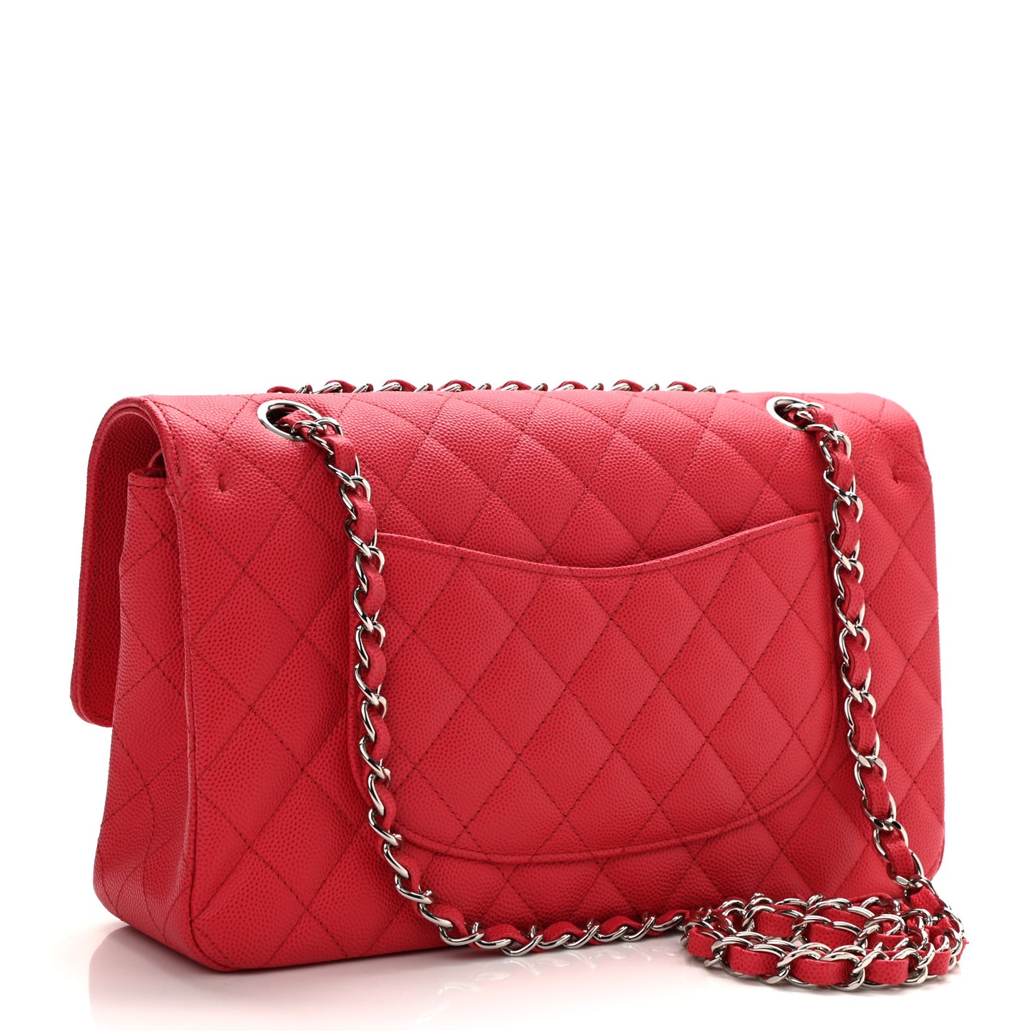 Caviar Quilted Medium Double Flap Red