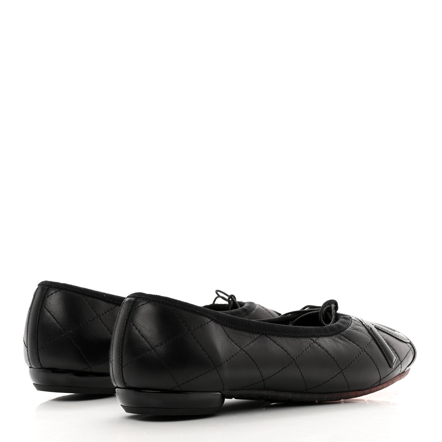 Chanel Lambskin Quilted Cambon Ballerina Flats 37.5 Black 4 of 7