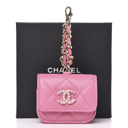 Chanel Caviar Quilted Crystal CC Airpods Pro Case Pink 9 of 9