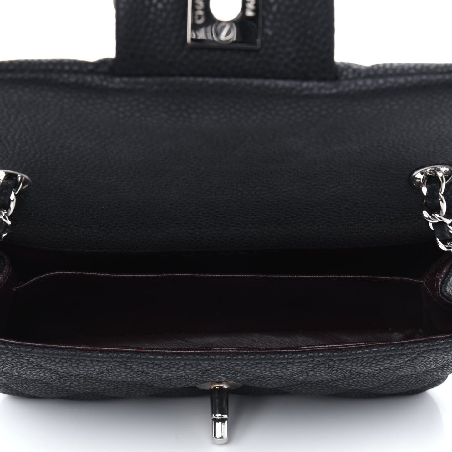 Iridescent Caviar Quilted Extra Mini Flap Black