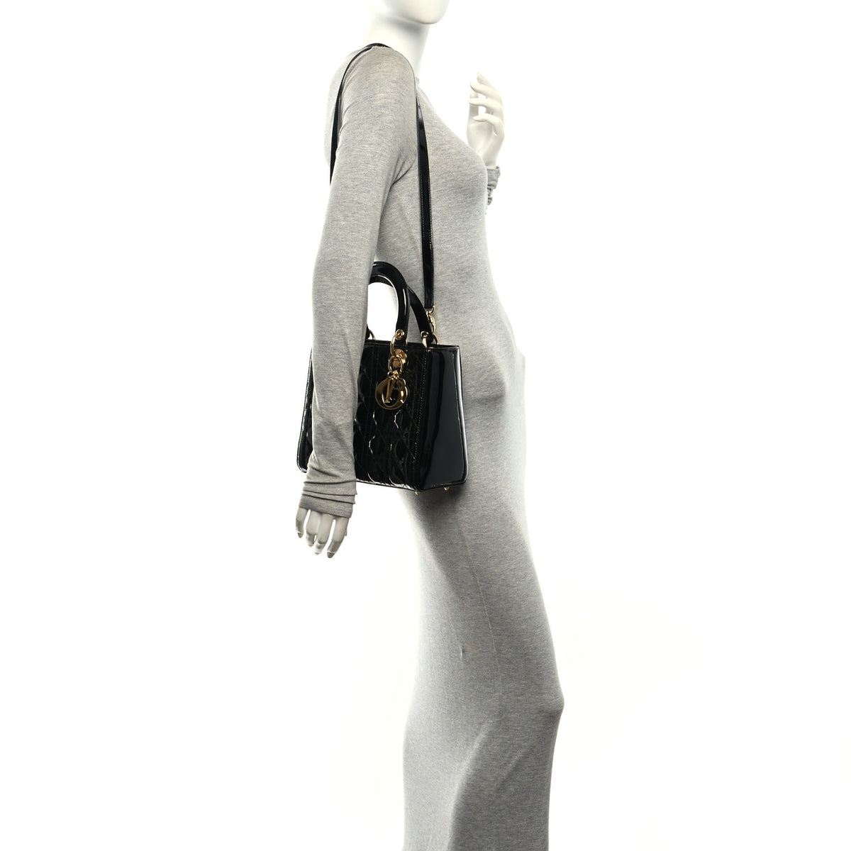 Christian Dior Patent Cannage Medium Lady Dior Black 2 of 12