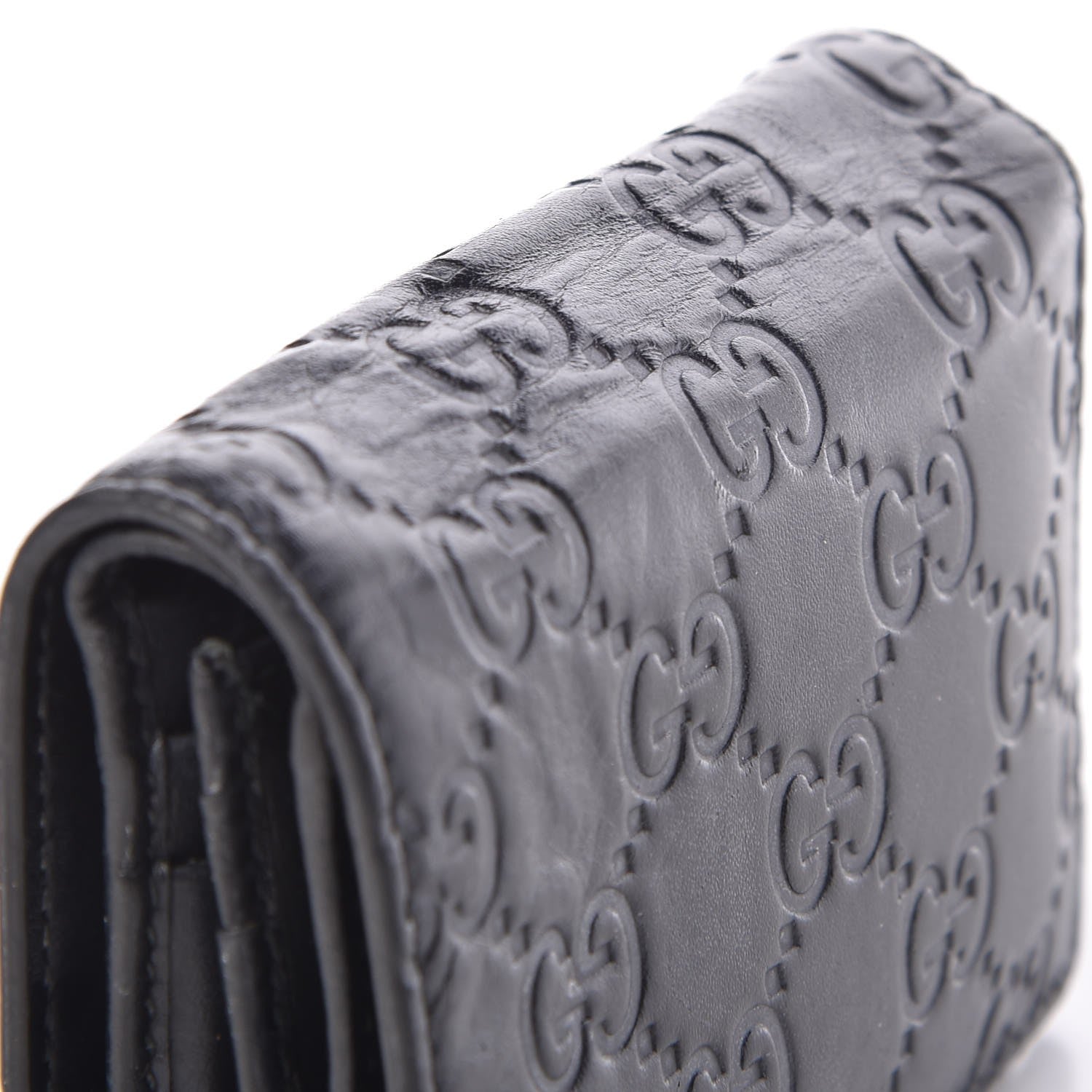 Gucci Guccissima Signature Bowy Card Case Wallet Black 7 of 11