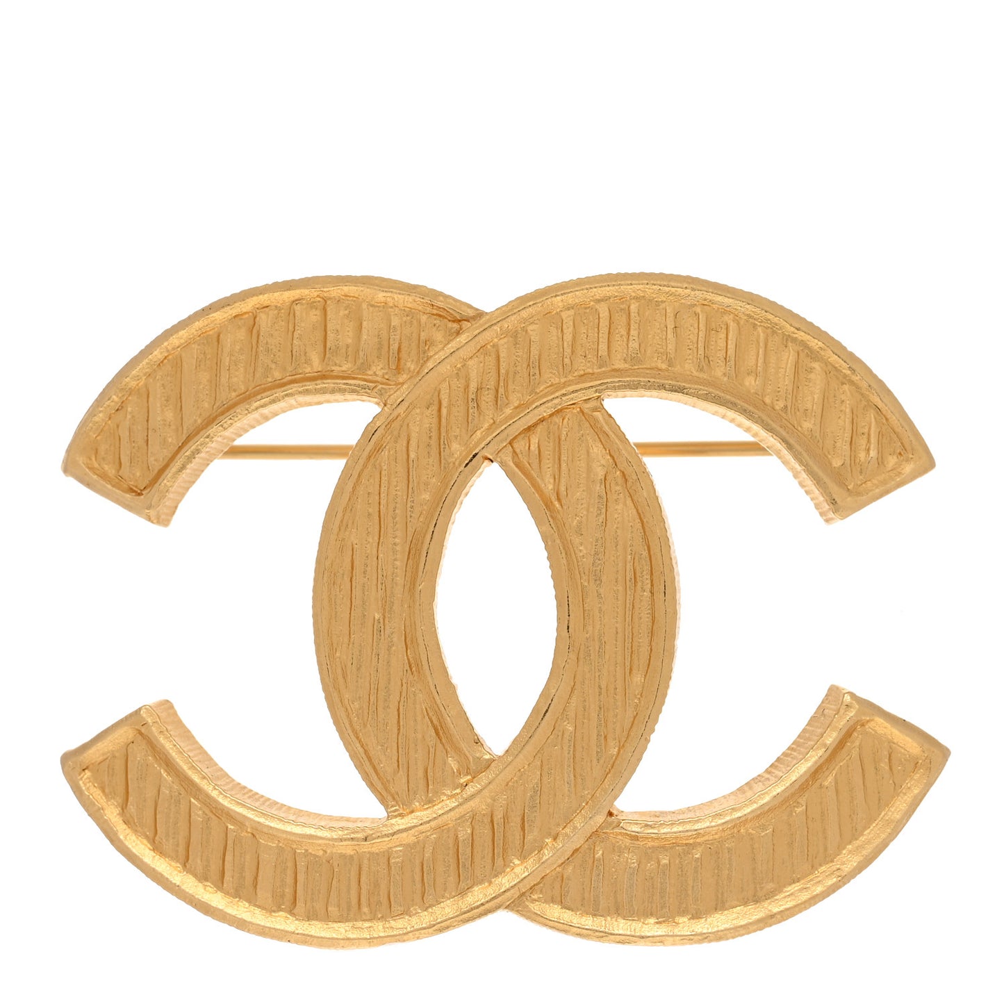 Metal Striped CC Brooch Gold