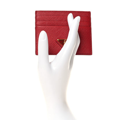 Prada Saffiano Triangle Card Holder Fuoco 2 of 7