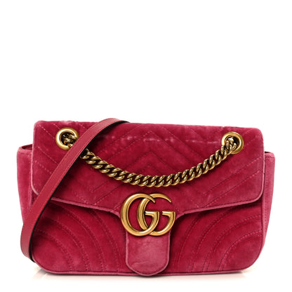 Gucci Velvet Matelasse Small GG Marmont Shoulder Bag Light Raspberry Rose 1 of 10