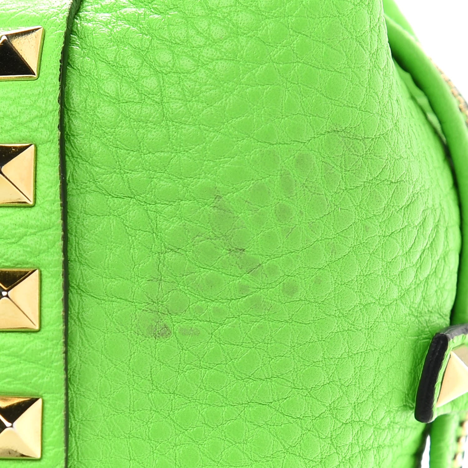 Valentino Garavani Pebbled Calfskin Small Rockstud Double Handle Tote Green Fluo 10 of 10