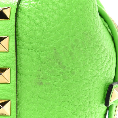 Valentino Garavani Pebbled Calfskin Small Rockstud Double Handle Tote Green Fluo 10 of 10