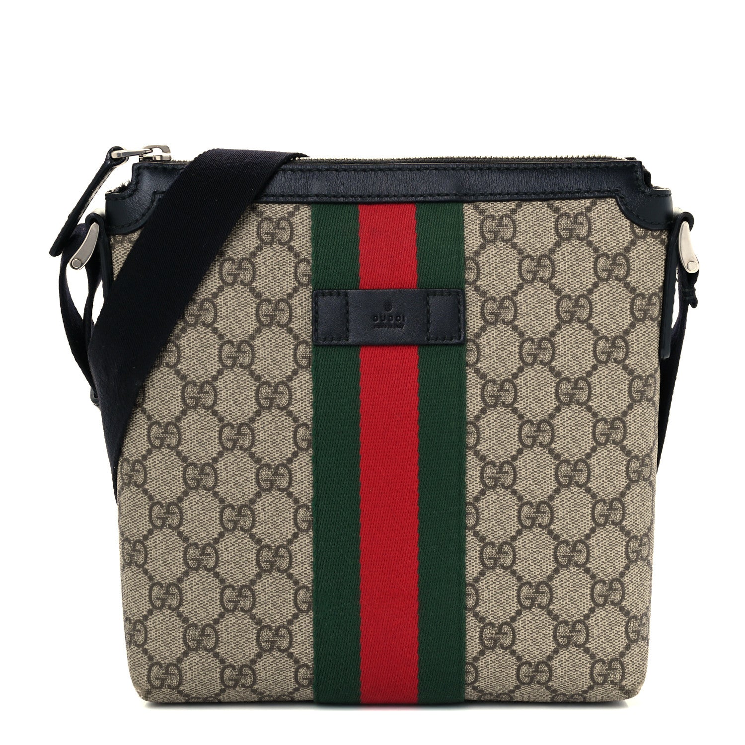 Gucci GG Supreme Monogram Web Messenger Bag Black 1 of 10
